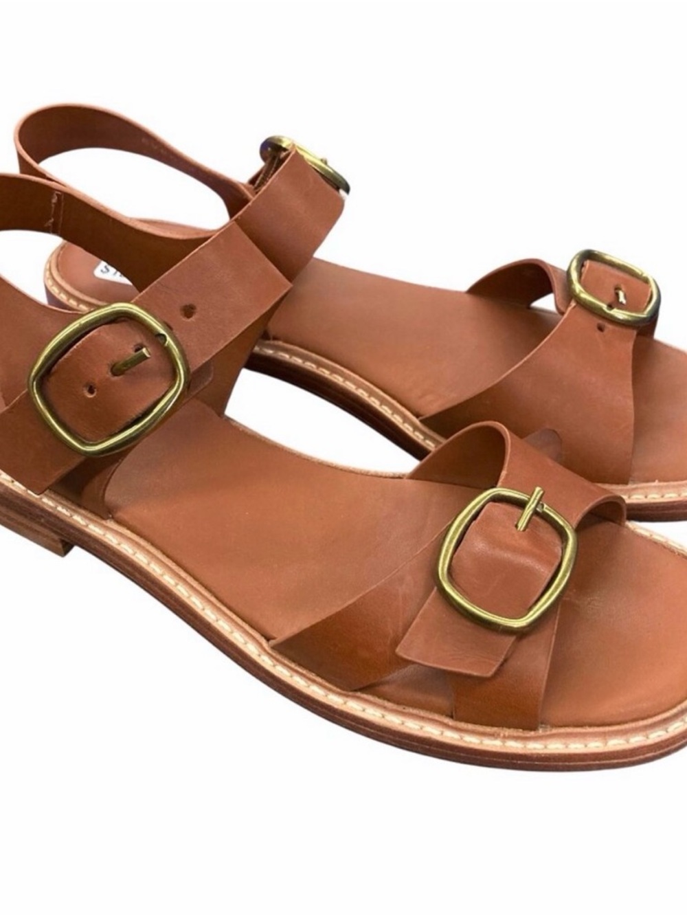 Everlane Brown Leather Double-Buckle Slingback Sandals